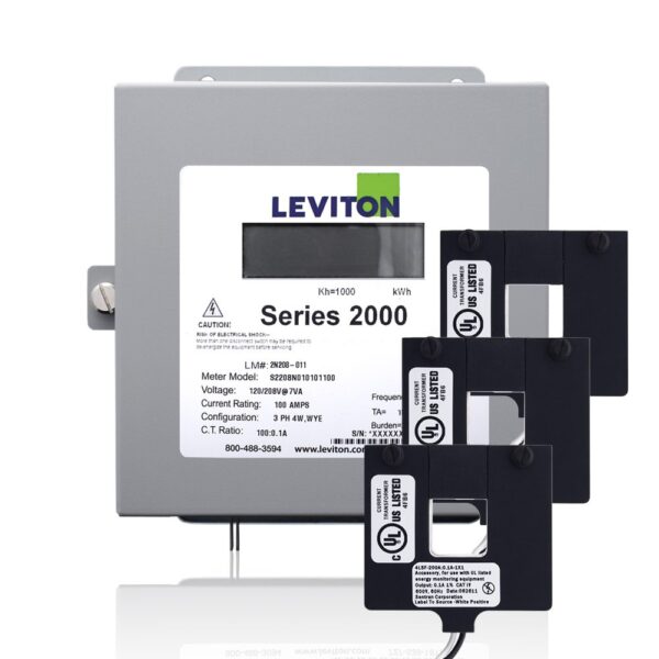 Leviton Serie 2000 208V 3P4W 200A Demand Kit de interior con 3 CT de núcleo dividido, 2K208-2D