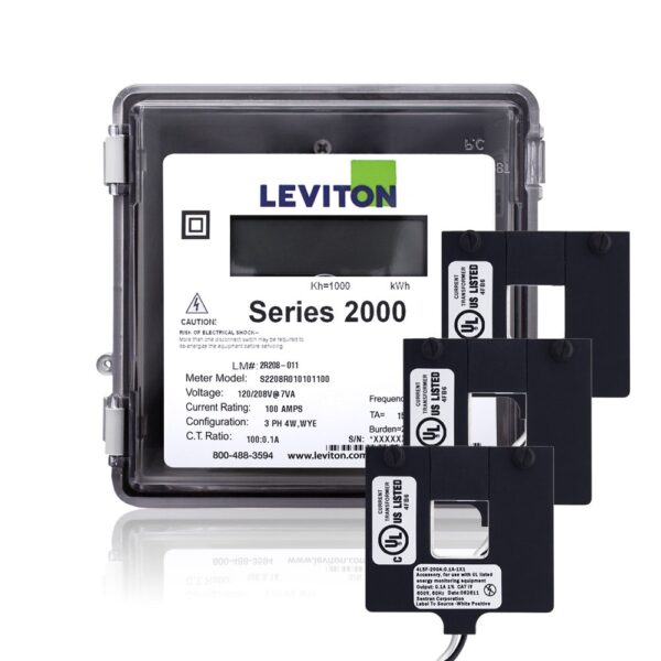 Leviton Serie 2O208-2W 2000 120/208V 3P4W 200A Kit de medidor de kWh al aire libre con 3 CT de núcleo dividido