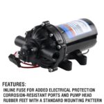 Bomba de Diafragma Everflo EF5500-BOX 12V 5.5 GPM Conexión FNPT 1/2 Pulgada Negro