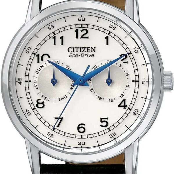 Reloj Citizen Eco-Drive Corso AO9000-06B Acero Inoxidable Correa Cuero Sintético Negro Esfera Plateada 42 Milímetros