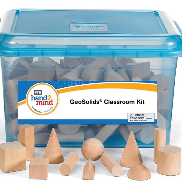 Kit de Bloques Sólidos Geométricos de Madera hand2mind Modelo 76028 96 Piezas 12 Formas 3D