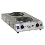 Cadco CDR-2TFB Placa Caliente Ahorradora de Espacio Doble Delantera a Trasera de 220 Voltios, Acero Inoxidable, 4.5 kg,