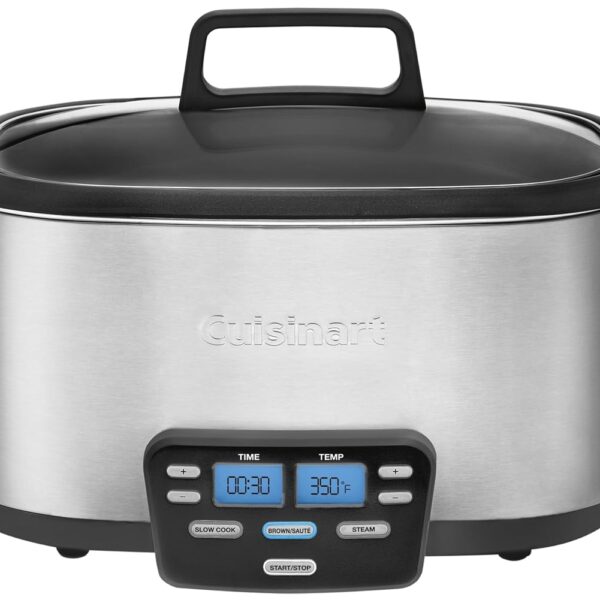 Cuisinart Olla Múltiple 3 en 1 Cook Central de 6 Cuartos: Olla de Cocción Lenta, Dorar/Saltear, Vaporera, MSC-600 NAS, P