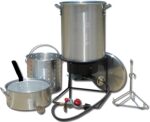 Paquete para Freír y Hervir en Exteriores King Kooker 1265BF3 Propano Quemador de Hierro Fundido 33000 BTU con 2 Ollas d