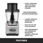 Waring Commercial WFP16S - Procesador de alimentos de 4 Quart, motor de 2 HP, tubo de alimentación extragrande, sistema