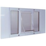 Puerta para Mascotas de Ventana Ideal Pet Products Modelo 33SWDXL Aluminio Ajustable de 33 a 38 Pulgadas Solapa 10-1/2 x