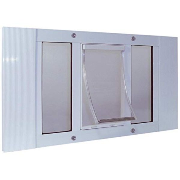 Puerta para Mascotas de Ventana Ideal Pet Products Modelo 33SWDXL Aluminio Ajustable de 33 a 38 Pulgadas Solapa 10-1/2 x
