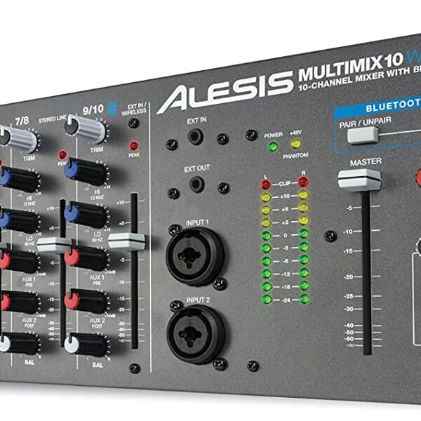 Alesis MultiMix 10 - Mezclador de audio inalámbrico de 10 canales para montaje en rack con Bluetooth, entradas de 4 jack