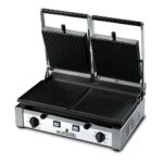 Parrilla para Sándwich Panini Eurodib PDR3000 Doble Acanalada Placa de Hierro Fundido 19.9 x 10.0 Pulgadas Acero Inoxida