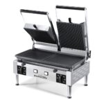 Parrilla para Sándwich Panini Eurodib PDR3000 Doble Acanalada Placa de Hierro Fundido 19.9 x 10.0 Pulgadas Acero Inoxida