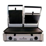 Parrilla para Sándwich Panini Eurodib PDR3000 Doble Acanalada Placa de Hierro Fundido 19.9 x 10.0 Pulgadas Acero Inoxida