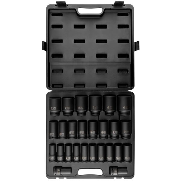 SUNEX TOOLS 4693 Juego de llaves métricas de impacto profundo de 3/4 pulgadas, 26 piezas