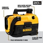 Aspiradora inalámbrica DeWalt de 2 galones, sin batería ni cargador, para ambientes húmedos y secos
