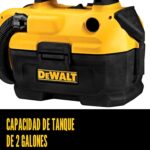 Aspiradora inalámbrica DeWalt de 2 galones, sin batería ni cargador, para ambientes húmedos y secos
