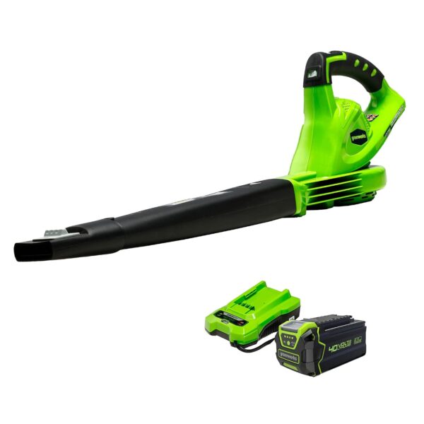 Soplador de Hojas Inalámbrico Greenworks 24212 40V 150 MPH con Batería 4.0 Ah y Cargador