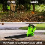 Soplador de Hojas Inalámbrico Greenworks 24212 40V 150 MPH con Batería 4.0 Ah y Cargador
