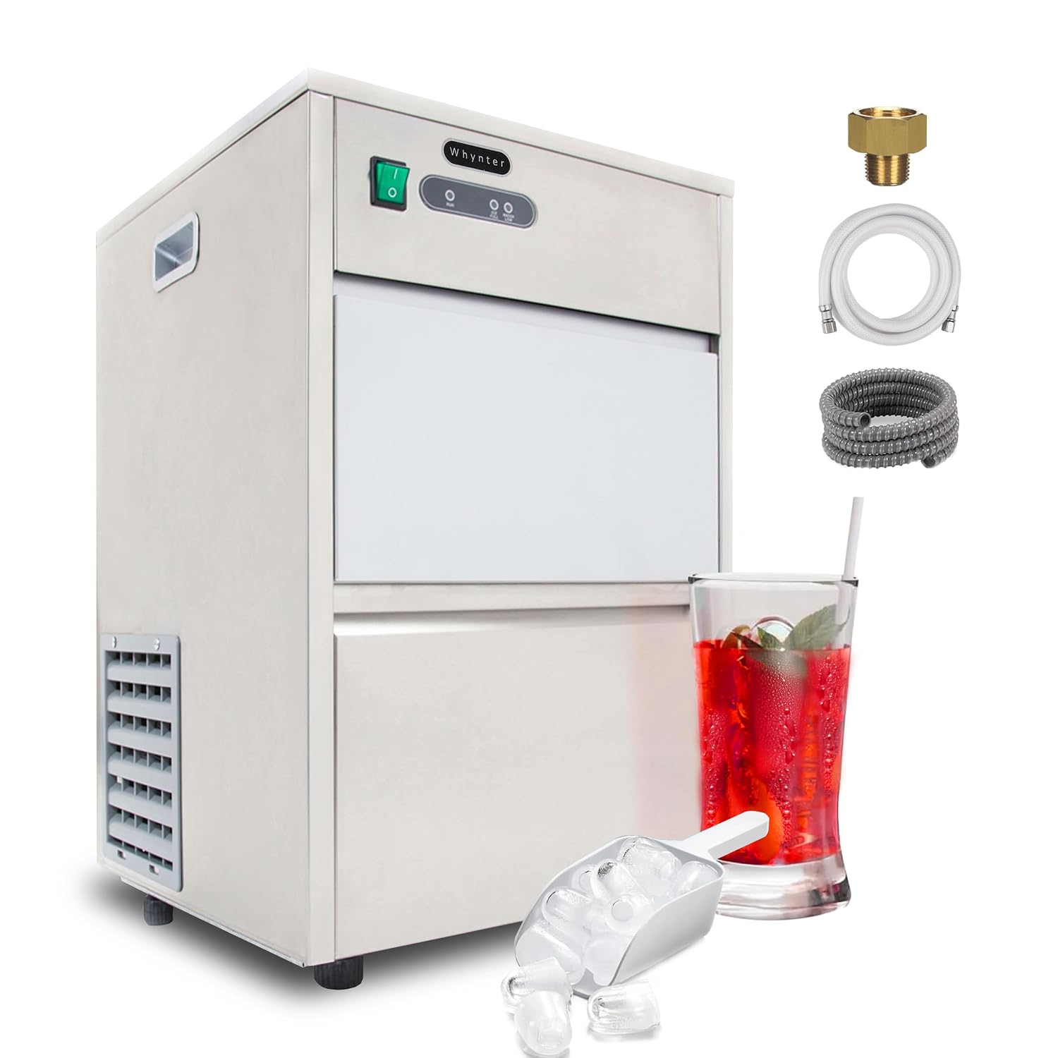 Whynter FIM-450HS Máquina independiente para máquinas de hielo de capacidad de 44 libras, tamaño único, plateado