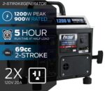 Generador Portátil de Gas Pulsar PG1202SA 1200 W Pico 900 W Funcionamiento Tanque 1.1 Galones