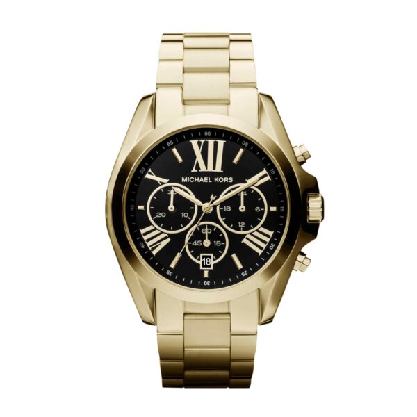 Reloj Michael Kors Bradshaw MK5739 para Mujer Cronógrafo Acero Inoxidable Dorado 43mm Esfera Negra