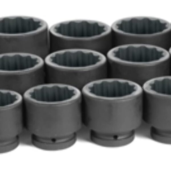 Juego de Llaves de Vaso de Impacto Grey Pneumatic GRE9116 Fraccionario 1 Pulgada 16 Piezas 12 Puntos Acero al Cromo Moli