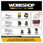 WORKSHOP WS1600SS Aspiradora húmeda y seca de 16 galones, 6.5 pico HP | Stainless Steel Shop Vacuum with Filter, Dust Ba