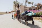 PICNIC TIME Adventure - Carro plegable plegable para exteriores, carrito portátil con ruedas, carrito todo terreno con c