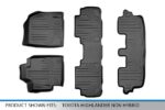 Juego de Alfombrillas de Piso MAXLINER 3 Filas Toyota Highlander 2008 2013 Negro
