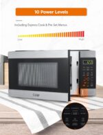 Commercial CHEF Microondas para encimera, 1.1 pies cúbicos, negro con ribete de acero inoxidable