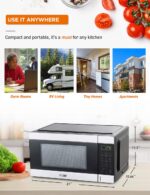 Commercial CHEF Microondas para encimera, 1.1 pies cúbicos, negro con ribete de acero inoxidable