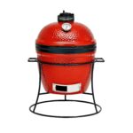 Parrilla Kamado Joe Joe Jr KJ13RH Portátil de Cerámica 13.5 Pulgadas Color Rojo con Soporte de Hierro Fundido y Rejilla