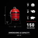 Parrilla Kamado Joe Joe Jr KJ13RH Portátil de Cerámica 13.5 Pulgadas Color Rojo con Soporte de Hierro Fundido y Rejilla