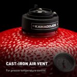 Parrilla Kamado Joe Joe Jr KJ13RH Portátil de Cerámica 13.5 Pulgadas Color Rojo con Soporte de Hierro Fundido y Rejilla