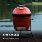 Parrilla Kamado Joe Joe Jr KJ13RH Portátil de Cerámica 13.5 Pulgadas Color Rojo con Soporte de Hierro Fundido y Rejilla