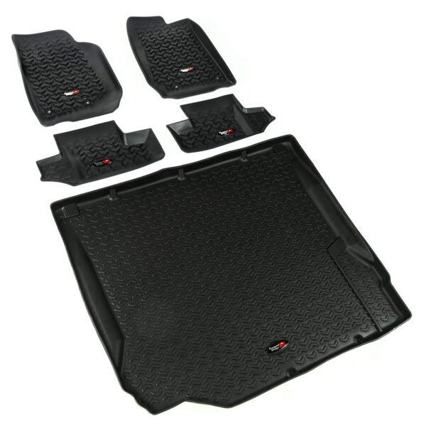 Juego de Tapetes Rugged Ridge para Jeep Wrangler JK Modelo 12988.02 Delantero Trasero y Cargo Negro 5 Piezas