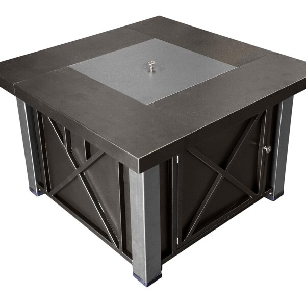 Fogata Decorativa de Propano Hiland GSF-DGHSS 40000 BTU Cuadrada Bronce y Acero Inoxidable
