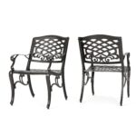 Sillas de Comedor Christopher Knight Home Covington Modelo 239073 Aluminio Fundido Bronce Martillado Juego de 2 Piezas p