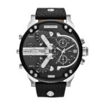 Reloj Diesel Mr. Daddy 2.0 DZ7313 Cronógrafo Caja de Acero Inoxidable 58 mm Correa de Cuero Negro