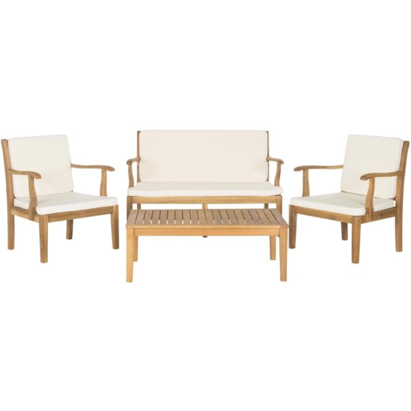 Juego de Comedor para Exteriores Safavieh Montclair PAT6712A 4 Piezas Madera de Acacia Marrón Teca