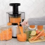 Omega Exprimidor de Prensa en Frío Vertical 43 RPM de Masticación Lenta Compacto Extractor de Jugo para Frutas y Vegetal