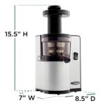 Omega Exprimidor de Prensa en Frío Vertical 43 RPM de Masticación Lenta Compacto Extractor de Jugo para Frutas y Vegetal