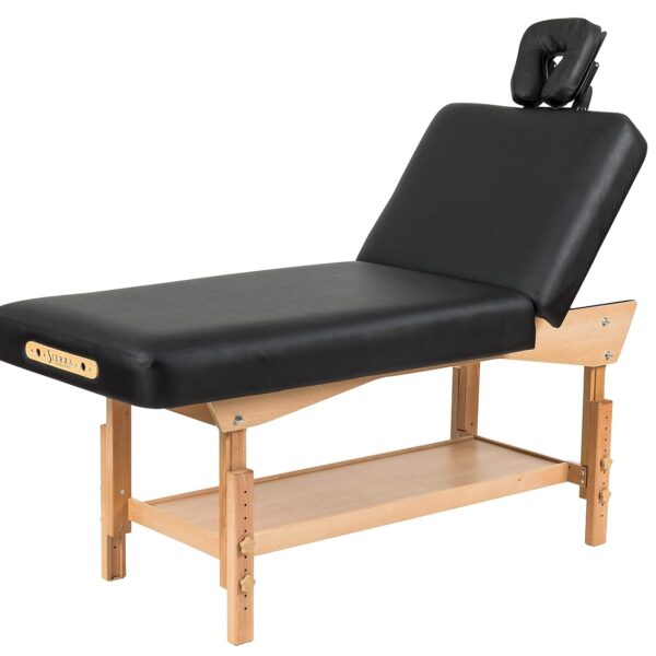 Mesa de Masaje Sierra Comfort SC-2001-BLACK Estacionaria 2 Secciones Marco de Madera de Haya Color Negro