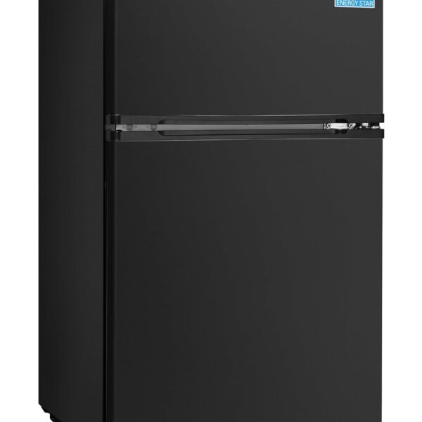 Midea WHD-113FB1 Mininevera de doble puerta con congelador para dormitorio, oficina o residencia de estudiantes con esta
