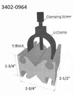 Vertex 3402-0964 - Bloques en V de 2-1/2 x 1 3/4 x 2 3/4 con ranuras superiores y abrazaderas