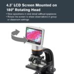 Celestron – Microscopio digital LCD TetraView – Pantalla de 4.3" – Cámara de 5MP – Aumento de 40x–1600x – Cabezal girato