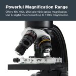 Celestron – Microscopio digital LCD TetraView – Pantalla de 4.3" – Cámara de 5MP – Aumento de 40x–1600x – Cabezal girato