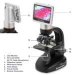 Celestron – Microscopio digital LCD TetraView – Pantalla de 4.3" – Cámara de 5MP – Aumento de 40x–1600x – Cabezal girato