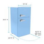 Avanti Minirefrigerador con congelador de diseño retro, refrigerador compacto con puertas dobles para oficina en casa o