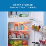 Avanti Minirefrigerador con congelador de diseño retro, refrigerador compacto con puertas dobles para oficina en casa o