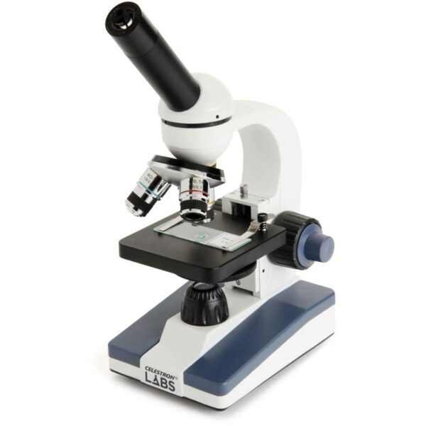 Celestron Celestron Labs - Microscopio compuesto de cabeza monocular - Aumento de 40-1000x - Etapa mecánica ajustable -