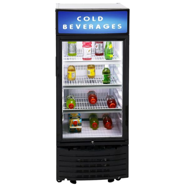 Avanti Refrigerador comercial de bebidas para uso independiente, con diseño de parte trasera empotrada, caja de luz y ro